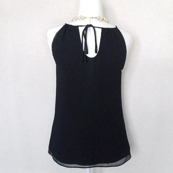 Banana Republic Cascades Ruffle Top Women XS Spaghetti Straps in Black Chiffon - Picture 10 of 12